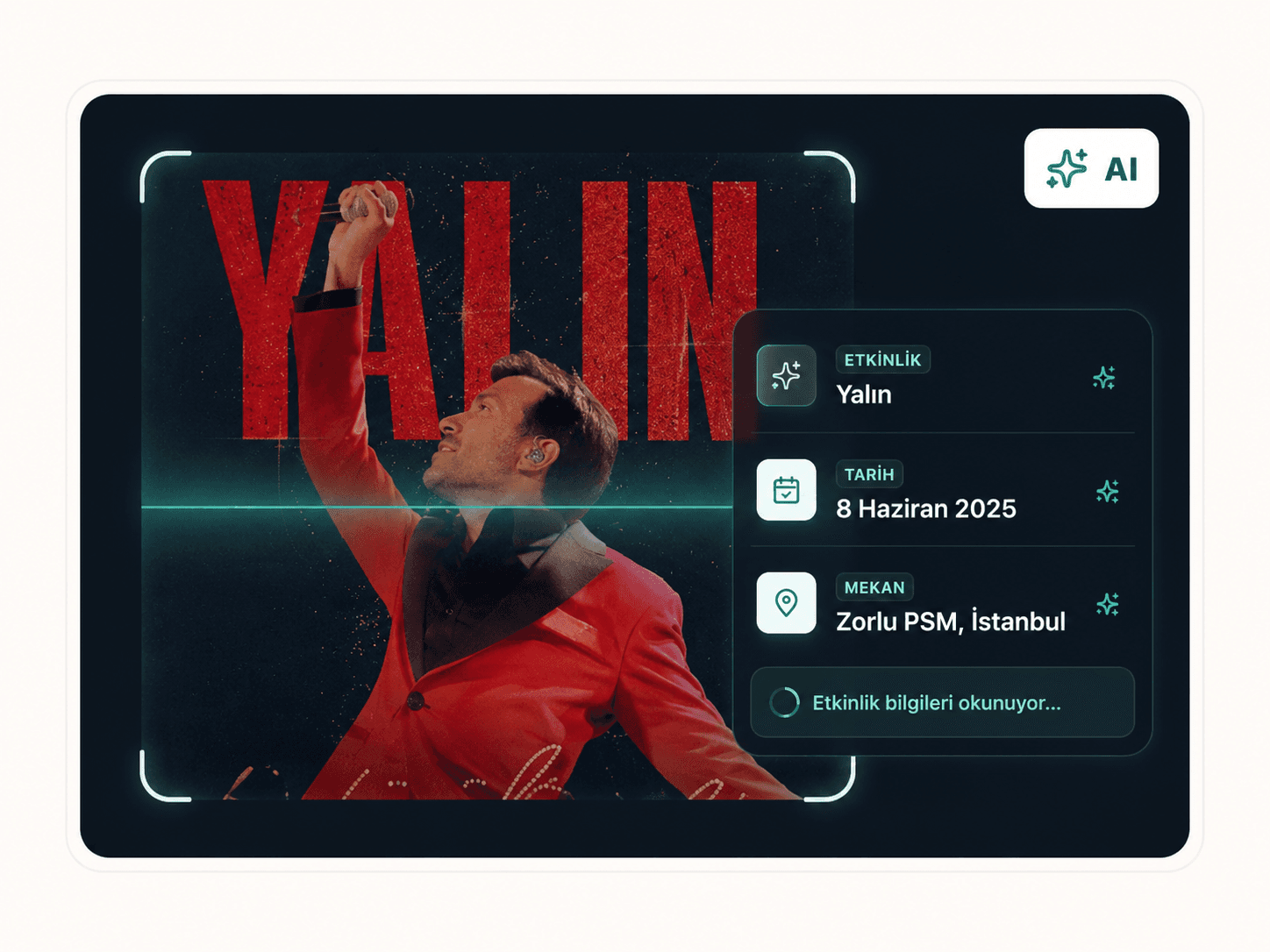 OnCue AI etkinlik detaylarını okuyor
